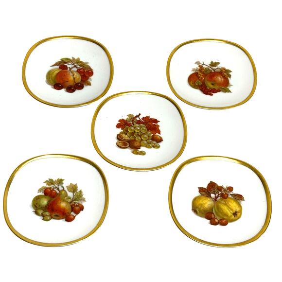 Vintage Kaiser W Germany porcelain plates miniature trays set of 5 fruit & nut - Picture 1 of 10